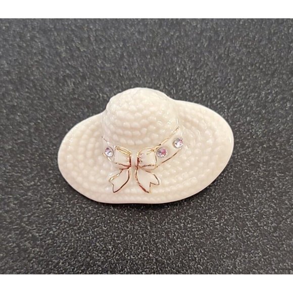 LENOX Ivory Fine China Handcrafted Bonnet Gold Trim Brooch Pin ***HAT ONLY*** - Picture 2 of 10